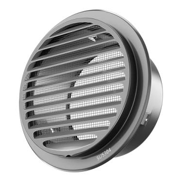 Imagem de 10 cm capa de ventilação de aço inoxidável 304 engrossado para serviço pesado capa de grade com veneziana capô de ventilação de dutos planos saída de ar de parede com tela mosquiteira para casa (4