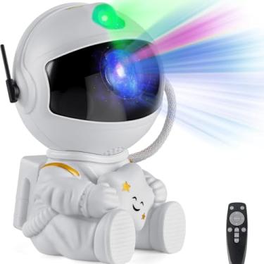 Imagem de Projetor Luminaria de luz da galáxia do astronauta Luz Noturna LED com Céu Estrelado, Aurora, Controle Remoto, Decoração Infantil Criativa (Branco com Estrela)