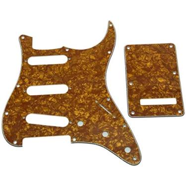 Imagem de Dopro 11 Hole Strat SSS Pickguard ST Placa Traseira Trem Capa para EUA/Mexicano FD Strat Gold Pearl