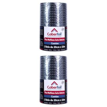 Imagem de 2 Manta Asfáltica Adesiva Multiuso Metalizada 20cmx10m Auto Colante Vedação para Telhados Calhas Rufos Alta Resistência e Durabilidade Vazamentos Vedação Refletiva Aluminizada Fita