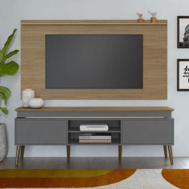 Imagem de Rack com Painel Slim p/ TV até 75" com 2 Portas Lumina Carvalho/Grafit