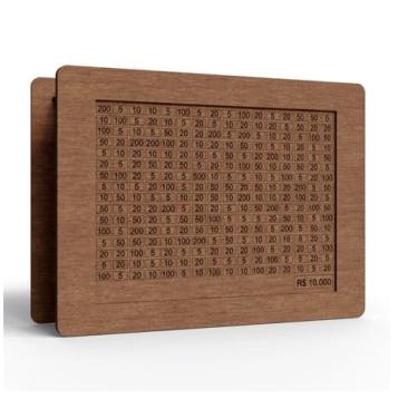 Imagem de Cofre Desafio 10 Mil MDF, Caixa de Dinheiro, Cofrinho para Moedas (Marrom)