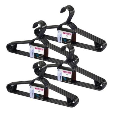 Imagem de Cabides Sanremo Roupa Organizador Adulto Preto - 20 Unidades