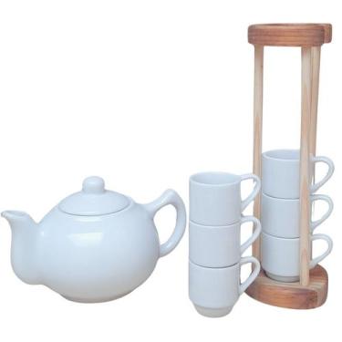 Imagem de Jogo Café Mesa Posta, Bule Chaleira 830ml + Kit 6 xícaras café 80ml - 