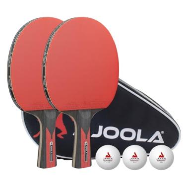 Imagem de JOOLA Set da Tennis da Tavolo Duo Carbon 2 racchette da ping pong + 3 palline + 1 Borsa Portatile rosso/nero, 6 pz