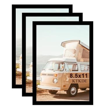 Imagem de KTKDE Moldura preta para documentos, certificado de 21 x 27 cm, pacote com 3 molduras para diploma, pôster e foto, formatos horizontais e verticais para pendurar na parede ou mesa com acrílico