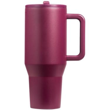 Imagem de Copo moderno de 946 ml com alça e canudo simples - Porta-copos de carro, garrafa de água resistente a vazamentos - aço inoxidável isolado reutilizável e base de borracha - presentes para mulheres e