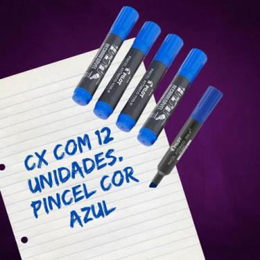 Imagem de Pincel atômico cor azul recarregavel permanente com 12 unidades - PILO