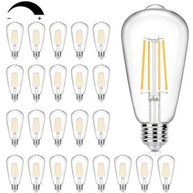 Imagem de Sucolite Lâmpadas Led Edison Vintage 60 Watt Equivalente Regulável 7W St58 Lâmpadas De Filamento Led Branco Quente 3000K Iluminação Estilo Antigo Alto Brilho 800Lm E26 Base Média Vidro Transparente