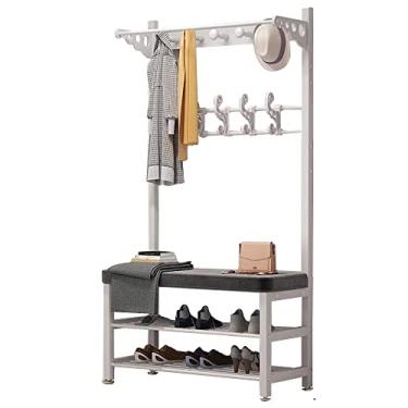 Imagem de Rack de roupas requintado nórdico para armazenamento de sapatos, banco de armazenamento de casaco de entrada multifuncional, banco criativo para troca de sapatos, para quarto de casa