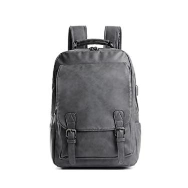 Imagem de Mochila Masculina Moda Casual Mochila De Couro PU Para Homens Simples Mochila de Grande Capacidade Bolsas de Viagem Para Homens