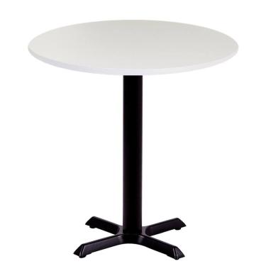 Imagem de Mesa Ômega em Ferro Preto Pintura Eletrostática 74 cm (Altura) com Tampo em MDP Redonda 60 cm Cor Branco