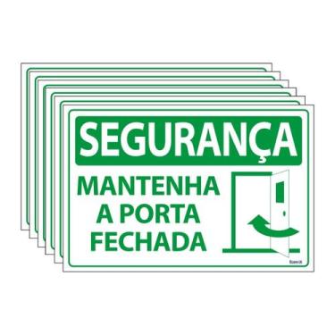 Imagem de Combo 6 Placas De Sinalização Segurança Mantenha A Porta Fechada 30x20