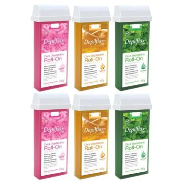 Imagem de Combo 6 cera refil roll on hortelâ natural e rosa depilflax