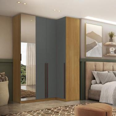 Imagem de Guarda Roupa de Canto Reto 4 Portas Espelho Altezza Trend Belmax, Frei