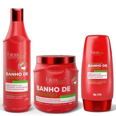 Imagem de Kit Banho de Verniz Morango Brilho Profissional Forever Liss - Forever