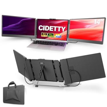 Imagem de CIDETTY Extensor de tela de laptop, tela de monitor duplo/triplo ultrafino FHD 1080p IPS de 14 polegadas, HDMI/USB-C Plug-Play para laptop, alto-falantes integrados (Mac, Win, Android)