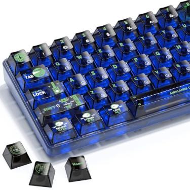 Imagem de GMKWTL XVX Teclas transparentes, teclas de teclado transparentes, conjunto de teclas de cristal preto, tampas de teclas de perfil cereja 65% de compatibilidade com teclados mecânicos MX Switchs