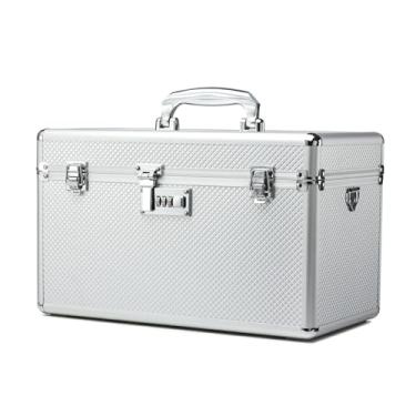 Imagem de HEWEI WORKS Caixa de bloqueio de armazenamento com código de combinação, estojo de armazenamento de medicamentos bloqueável, caixa de primeiros socorros vazia, caixa de bloqueio de segurança, cofre