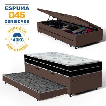 Imagem de Cama Box Baú com Colchão de Espuma D45 Pillow In Anjos OrtoConfort + Auxiliar Unique Solteiro 88cm