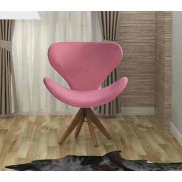 Imagem de Poltrona Isis Cadeira Giratória Pé de Madeira Decoração, Sala, Escritório, Recepção