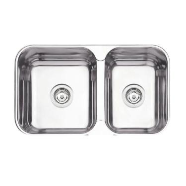 Imagem de Cuba De Embutir/sobrepor Tramontina Isis 2c 34-28 Bs Em Aço Inox Polido 69x40 Com 2 Cubas