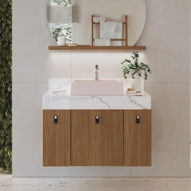 Imagem de Gabinete de Banheiro Toucador Nicole 80 Tampo