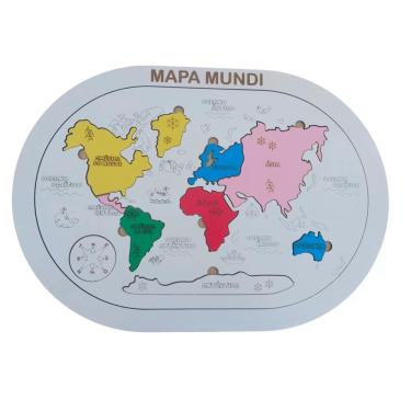 Imagem de Mapa Mundi Quebra Cabeça De Encaixe Dos Continentes Madeira