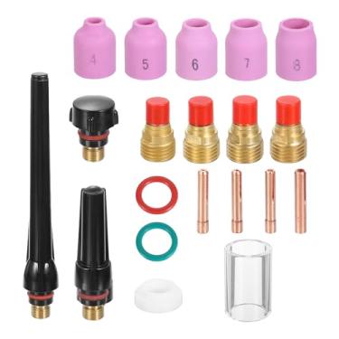 Imagem de HARFINGTON Kit de tocha Tig de 43 peças para WP-9, WP-20, WP-25 com tocha de soldagem TIG, conector de suporte de eletrodo de tungstênio, bocal de cerâmica para equipamentos relacionados à soldagem