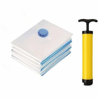 Imagem de Kit Saco a Vácuo Com Bomba Viagem Mala Organizador Para Roupa Guarda Roupa Edredom Reutilizável(4 60x80cm)