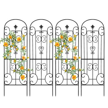 Imagem de Umisu Treliça De Jardim Para Plantas Trepadeiras Ao Ar Livre, Treliças Metal 70" X 18", Cerca Decorativa Jardim, Flores Com Revestimento Em Pó Durável Plantas, Rosas, Suporte Vegetais, Preto (4, Pad