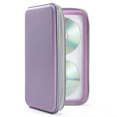 Imagem de UENTIP Estojo Para Cd Com Capacidade 96 Unidades, Suporte De Plástico Rígido Dvd Portátil, Organizador Cd, Carteira Protetora Armazenamento (Lavanda, Unidades)