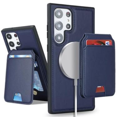 Imagem de SailorTech Capa para Samsung Galaxy S23 Ultra com suporte para cartão magsafe, Galaxy S23 Ultra Phone Case carteira feminina compatível com magsafe destacável 2 em 1 para homens - azul