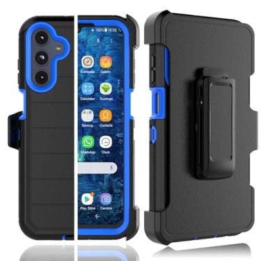 Imagem de Tekcoo Capa para Samsung Galaxy A16 5G | SM-A166 com [protetor de tela embutido] Clipe de cinto de bloqueio de coldre [Teste de queda de grau militar de 3,5 m] Capa com suporte de corpo inteiro [Azul]