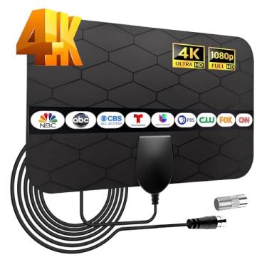 Imagem de Galkvoz Antena Portátil De Tv, Antena De Televisão Digital Para Smart/Old, Canais Locais, Suporte 4K 1080P, Amplificador De Sinal, Cabo Coaxial De 10 Pés, Antena De Tv Hd Interna