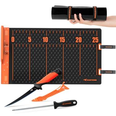 Imagem de KastKing Combo De Tapetes Para Filé De Peixe Ez Com Textura Antiderrapante, Régua Integrada De 25", Sistema De Armazenamento De Ferramentas, Faca Para Filé Resistente À Corrosão, Haste De Afiação,