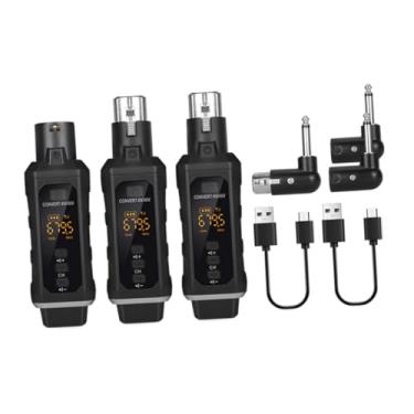 Imagem de menolana Transmissor de guitarra e receptor de adaptador XLR sem fio com tela LED Adaptador de microfone sem fio para graves elétricos, com 2 Transmissor
