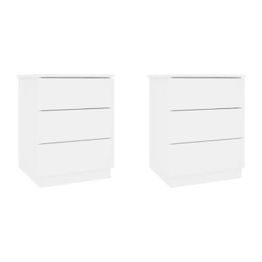 Imagem de Kit 2 Mesas de Cabeceira 3 Gavetas Veronna Branco/Neve