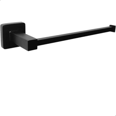 Imagem de Dona D cor, Porta Toalha De Rosto Preto Fosco Suporte De Parede Para Toalha De Mão Toalheiro Reto Quadrado Metal Inox Lavabo Banheiro Black Luxo