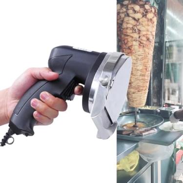 Imagem de CNAOHGHN Faca EléTrica Sem Fio Para Shawarma, Doner Kebab, Fatiador De Kebab, Faca GiroscóPica EléTrica, MáQuina De Fatiar Carne, 2800 Rpm, Espessura AjustáVel De 0,8