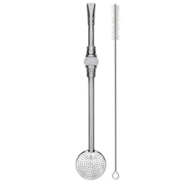 Imagem de Bomba de Chimarrão Inox 23cm Anel Pérola Bojo Mil Furos Removível Erva Mate