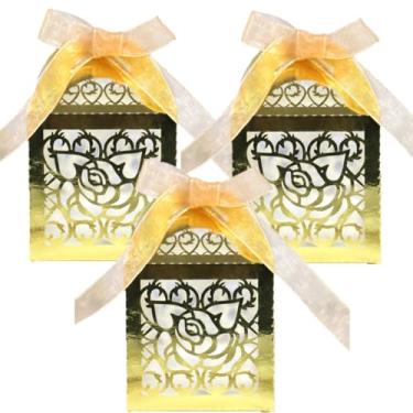 Imagem de Morbanner Caixas de lembrancinhas de casamento cortadas a laser, caixa de doces de renda, pequenas caixas de presente com fita, mini caixas de doces para eventos, chá de panela, aniversário, Natal