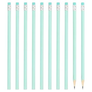 Imagem de PATIKIL Lápis redondos, pacote com 24 lápis de grafite HB com borracha, lápis fofos para sala de aula, material de escritório, verde-claro