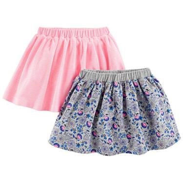 Imagem de Simple Joys by Carter's Pacote com 2 trotinetes de malha para bebês meninas, Floral cinza/listra rosa, 5 Anos
