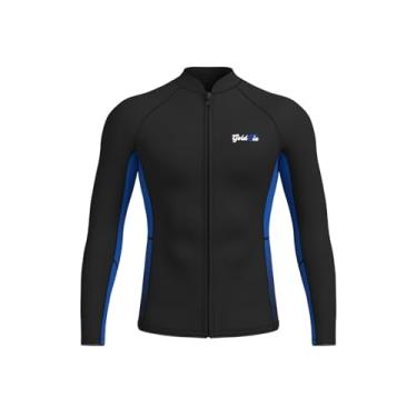 Imagem de GoldFin Roupa de mergulho masculina, roupa de mergulho de 2 mm, jaqueta de neoprene para homens, manter quente, manga comprida, para mergulho em água fria, surf, caiaque, natação, azul, pequeno