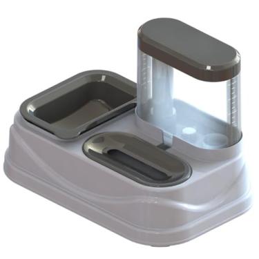 Imagem de Comedouro e Bebedouro PELOS CURTOS E LONGOS SOLUTION PET Para cães e Gatos (Cinza)