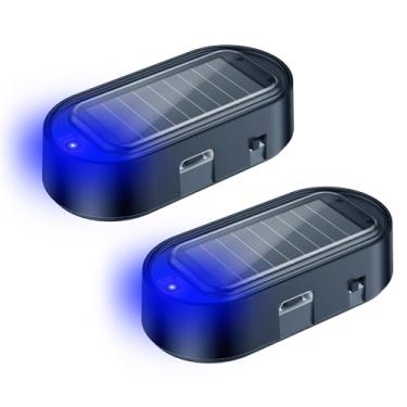 Imagem de ELECTOP Alarme simulado de energia solar para carro, alarme falso de luz de segurança LED antirroubo, luz de segurança interna de aviso automotivo com porta de carregamento USB, acessórios para carro