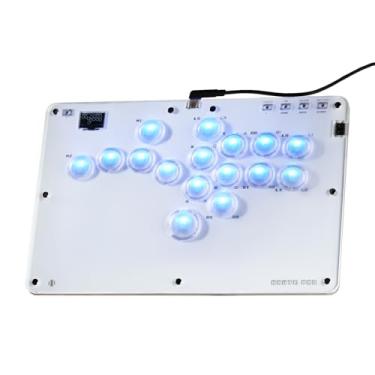 Imagem de ONEED Haute42 Leverless Controller Arcade Stick R16: Leverless Controller with Rims,Leverless Arcade Stick for PC/PS4/Switch Game,Crystal Low-Profile Switch FightPad Support Hot Swap & SOCD