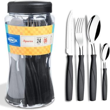 Imagem de Faqueiro Itaparica, 24 peças, Preto, Brinox