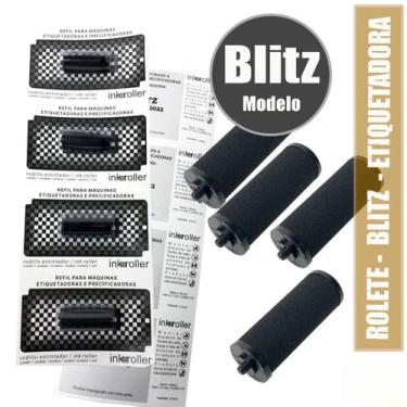 Imagem de Roletes blitz com 06 unidades, refil, tinteiro para máquina de preço, 